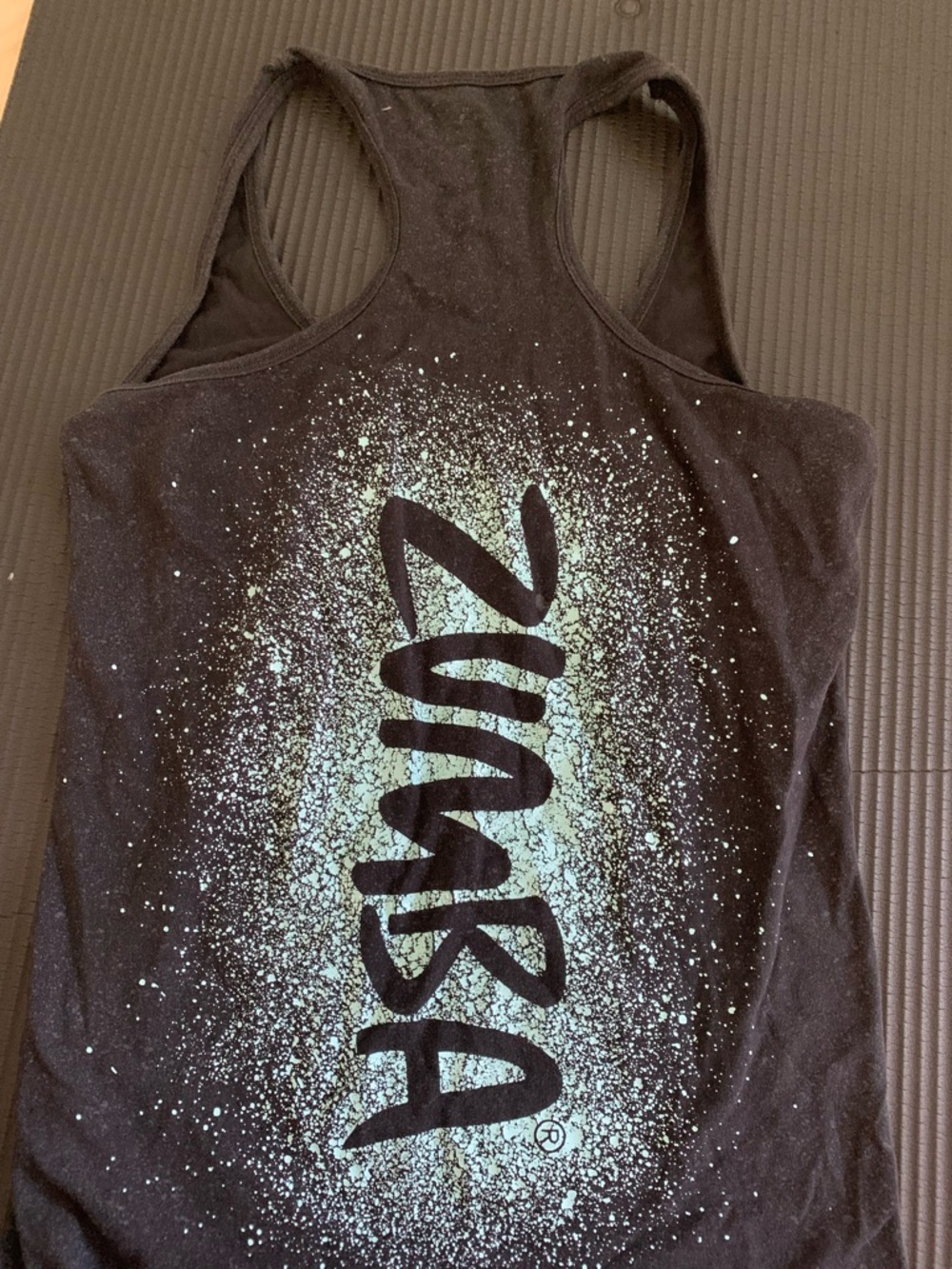 Zumba Fitness Black Tank Top with Mint Speckle Logo